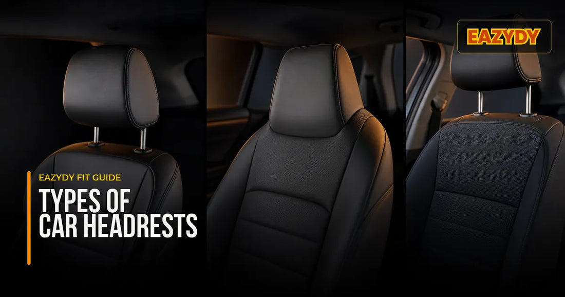 Photorealistic comparison of removable, integrated and raised adjustable car headrests