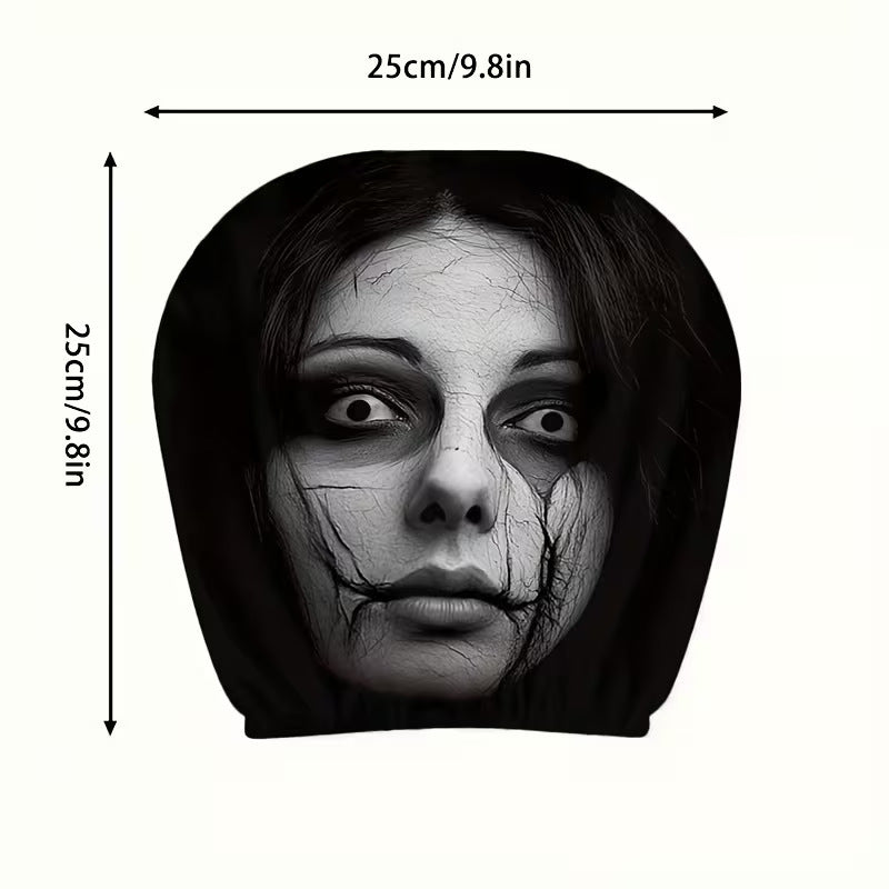 Black and White Mary Halloween car headrest cover design