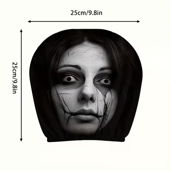 Black and White Mary Halloween car headrest cover design
