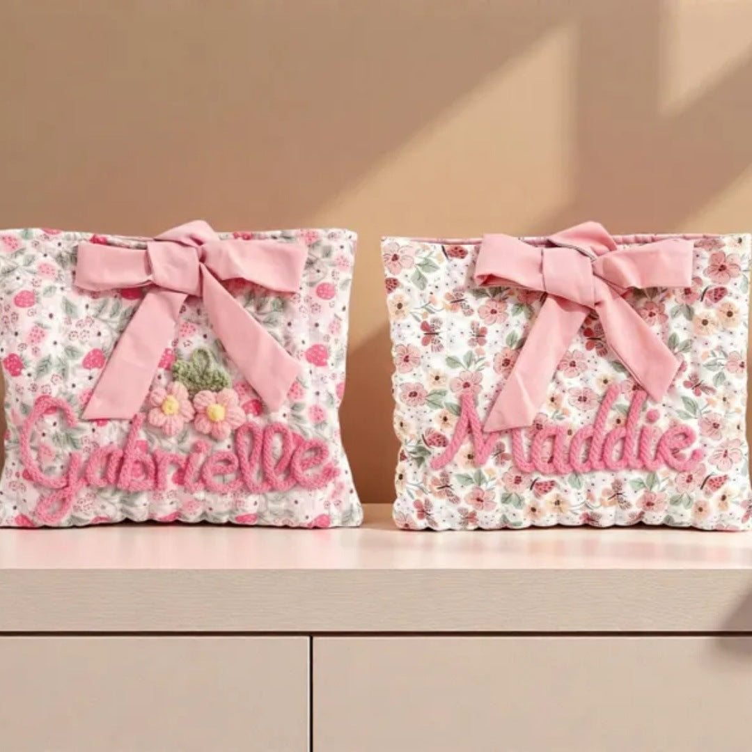 Personalized Quilted Bow Pouch
