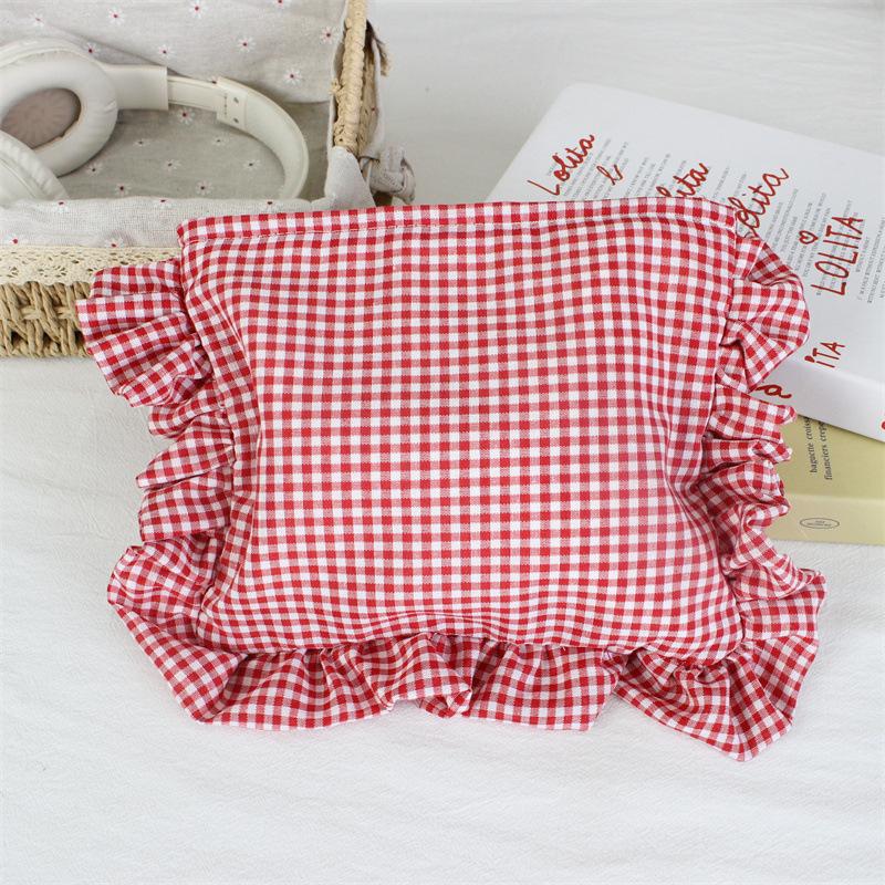 Personalized Gingham Ruffle Makeup Bag