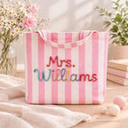 Personalized Striped Tote Bag