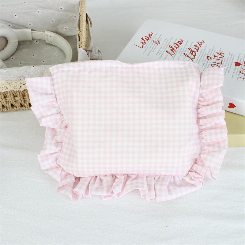 Personalized Gingham Ruffle Makeup Bag