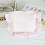 Personalized Gingham Ruffle Makeup Bag