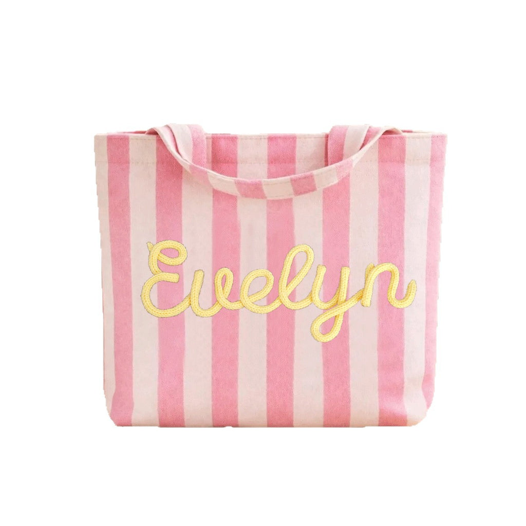 Personalized Striped Tote Bag