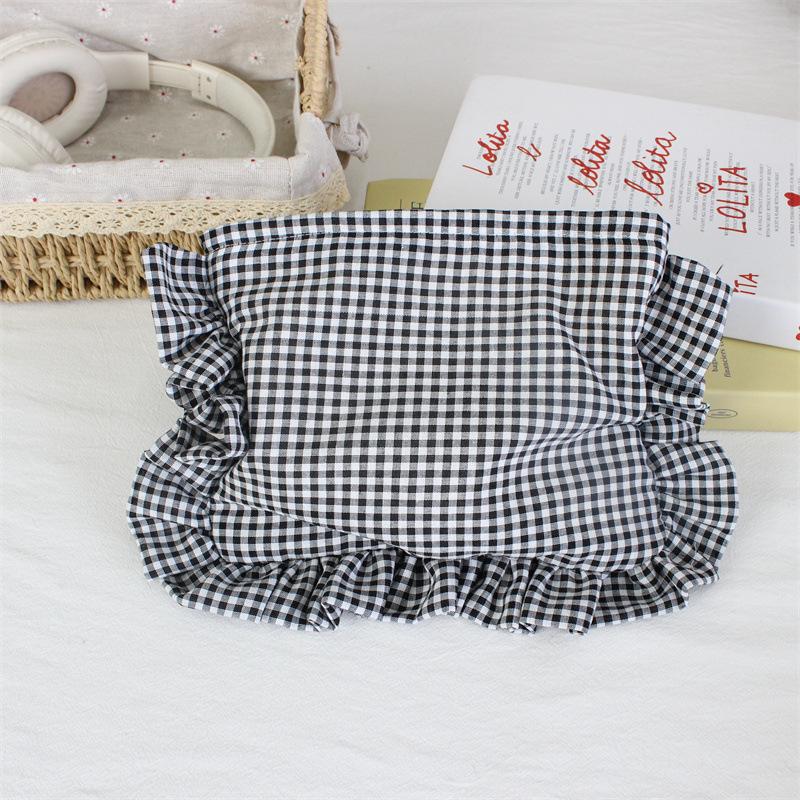 Personalized Gingham Ruffle Makeup Bag