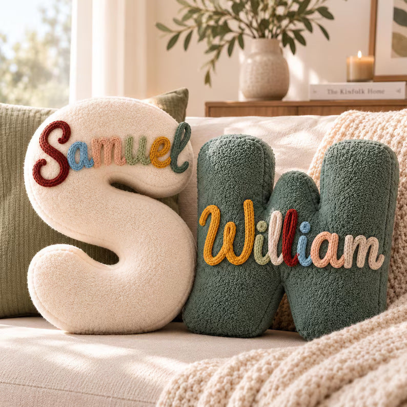 Personalized Embroidered Name Letter Pillow