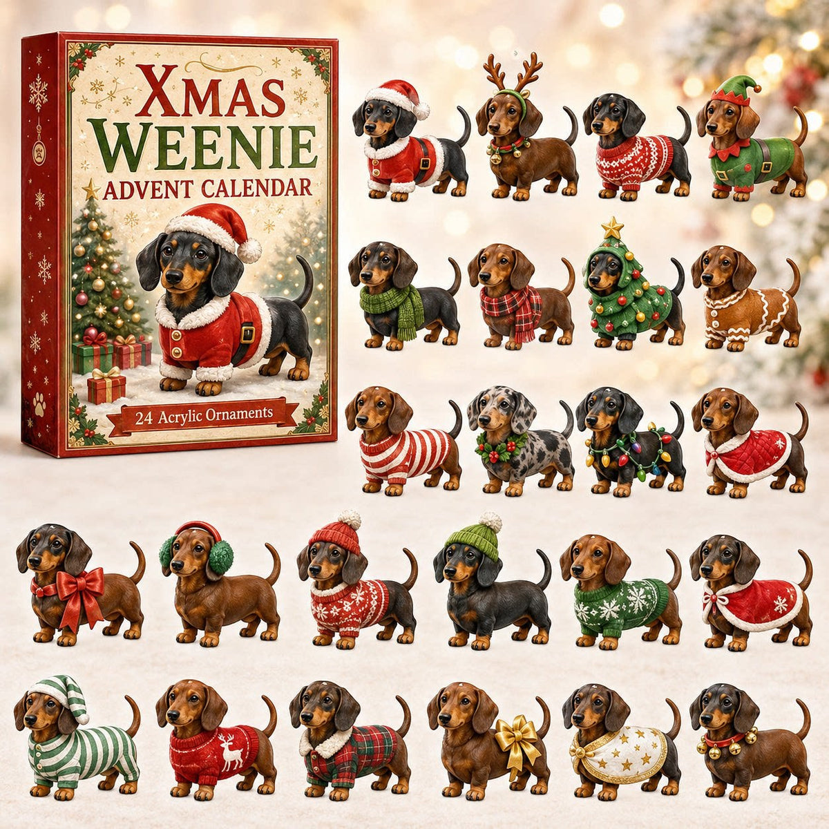 24 Days of Christmas Advent Calendar with Acrylic Ornaments
