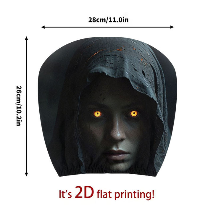 Yellow-Eyed Hat Man Halloween car headrest cover design