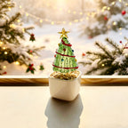Mini Glass Christmas Tree in a Ceramic Pot