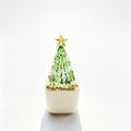 Mini Glass Christmas Tree in a Ceramic Pot