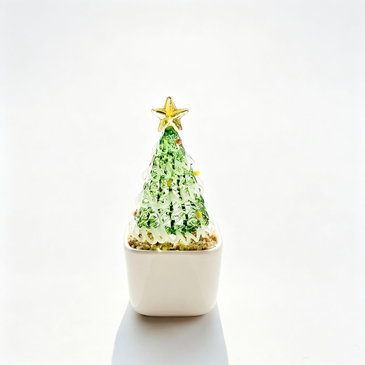 Mini Glass Christmas Tree in a Ceramic Pot