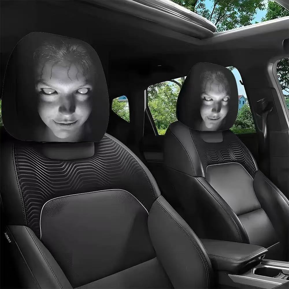 Faceless Man Halloween car headrest cover design