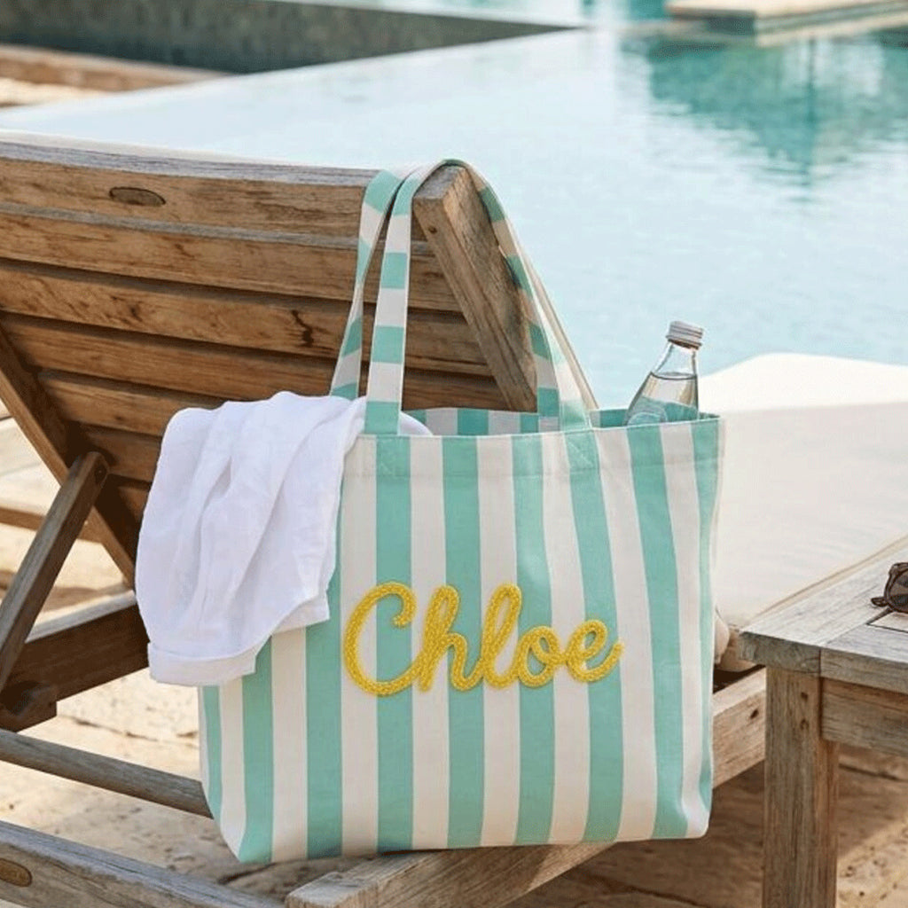 Personalized Striped Tote Bag