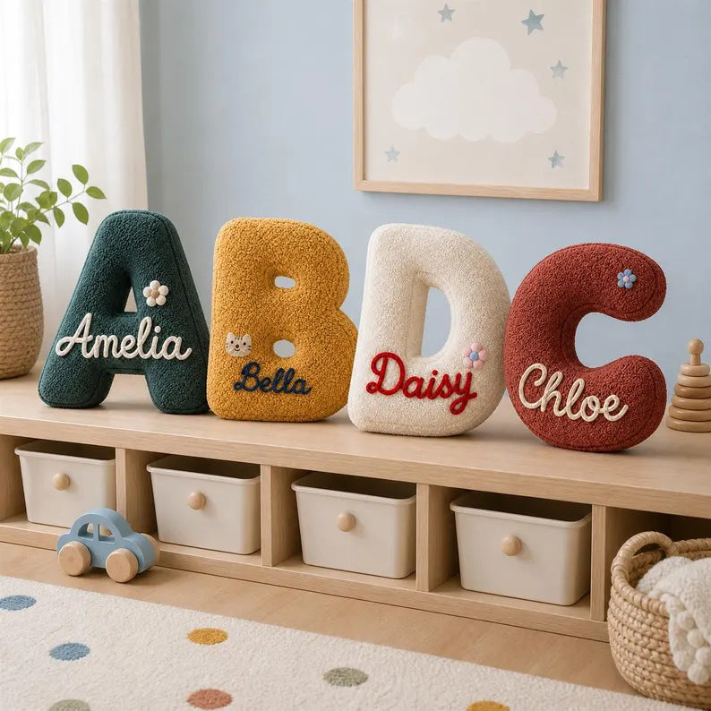 Personalized Embroidered Name Letter Pillow