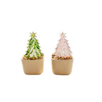 Mini Glass Christmas Tree in a Ceramic Pot