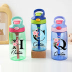 Kids water bottles printed with floral initials and names