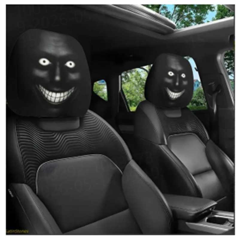 White Eyes and Teeth Halloween car headrest cover design
