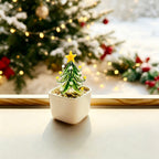 Mini Glass Christmas Tree in a Ceramic Pot
