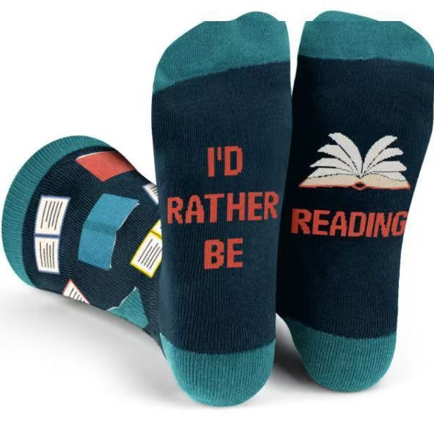 Novelty socks that read I'd rather be reading