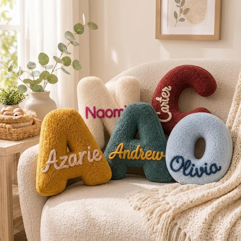 Personalized Embroidered Name Letter Pillow