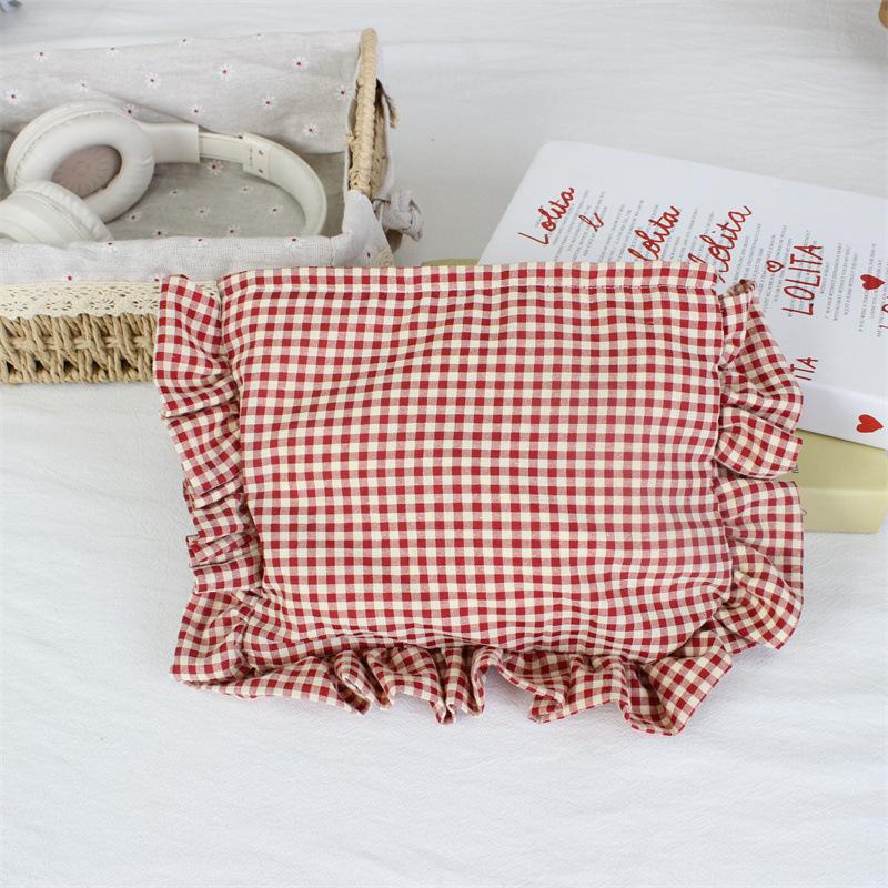 Personalized Gingham Ruffle Makeup Bag