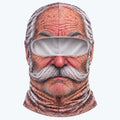 Ski mask printed with a mustached grandpa face