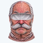 Ski mask printed with a mustached grandpa face
