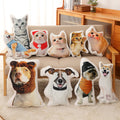 Pillows printed with pet photos and cut to the shape of each pet