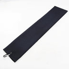 Black waffle golf towel with a metal clip