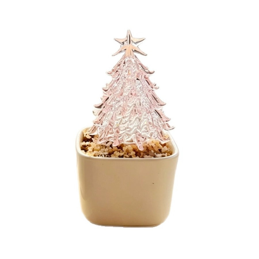 Frosted white mini glass Christmas tree in a pot