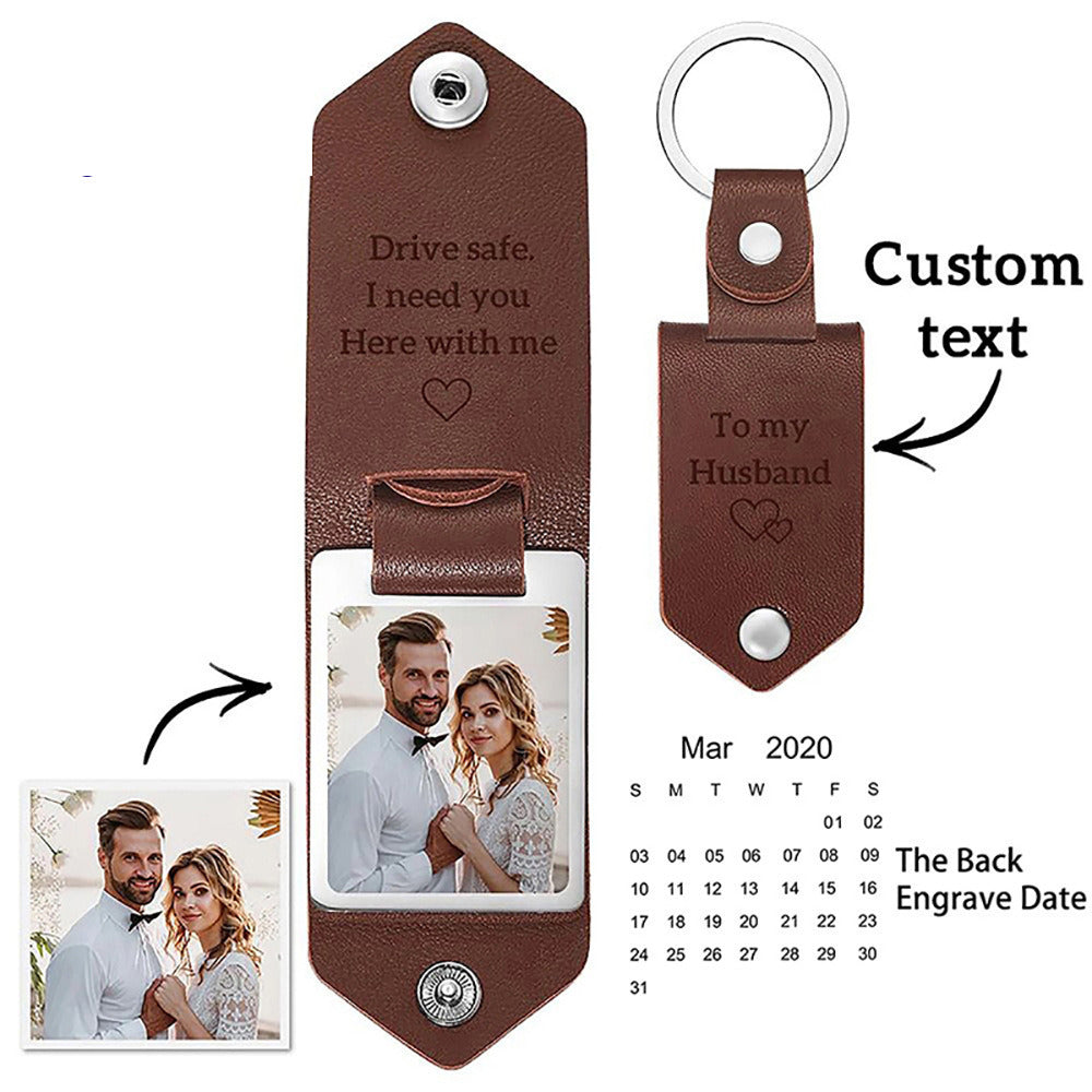 Personalized Photo Leather Keychain