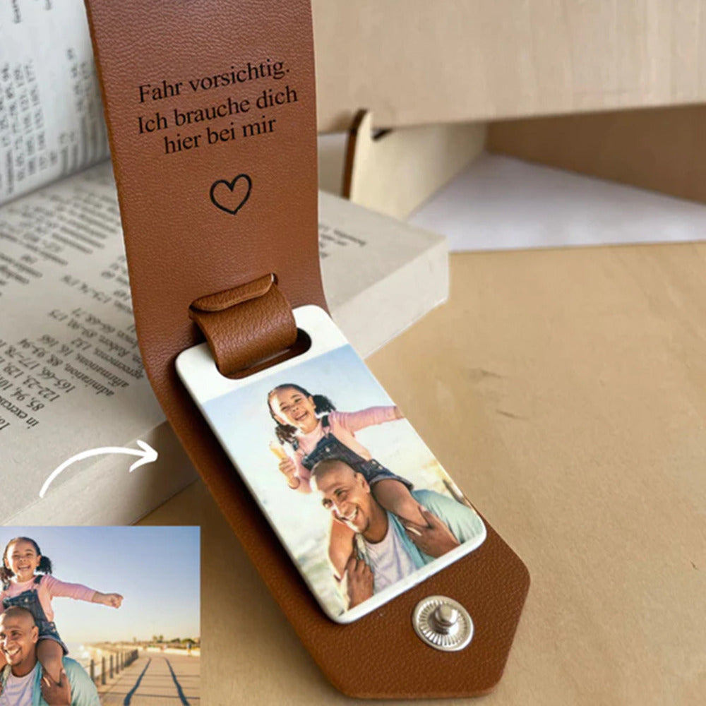 Personalized Photo Leather Keychain