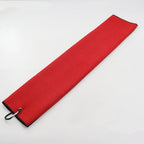 Red waffle golf towel with a carabiner