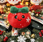 Red Christmas apple plush squishy with a green bow